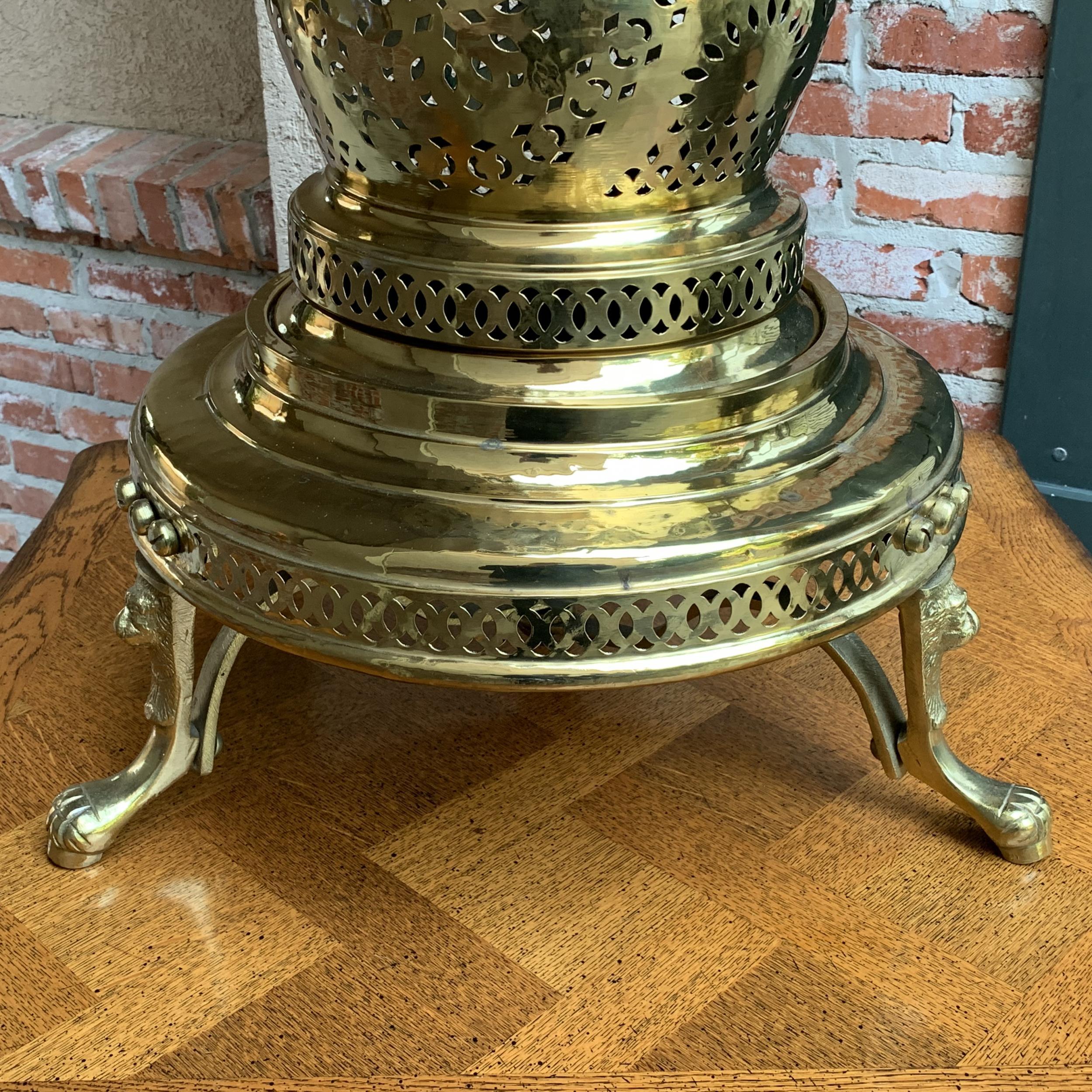 Vintage French Polished Brass Bell Brazier Heater Fire Pit Incense For Sale 7
