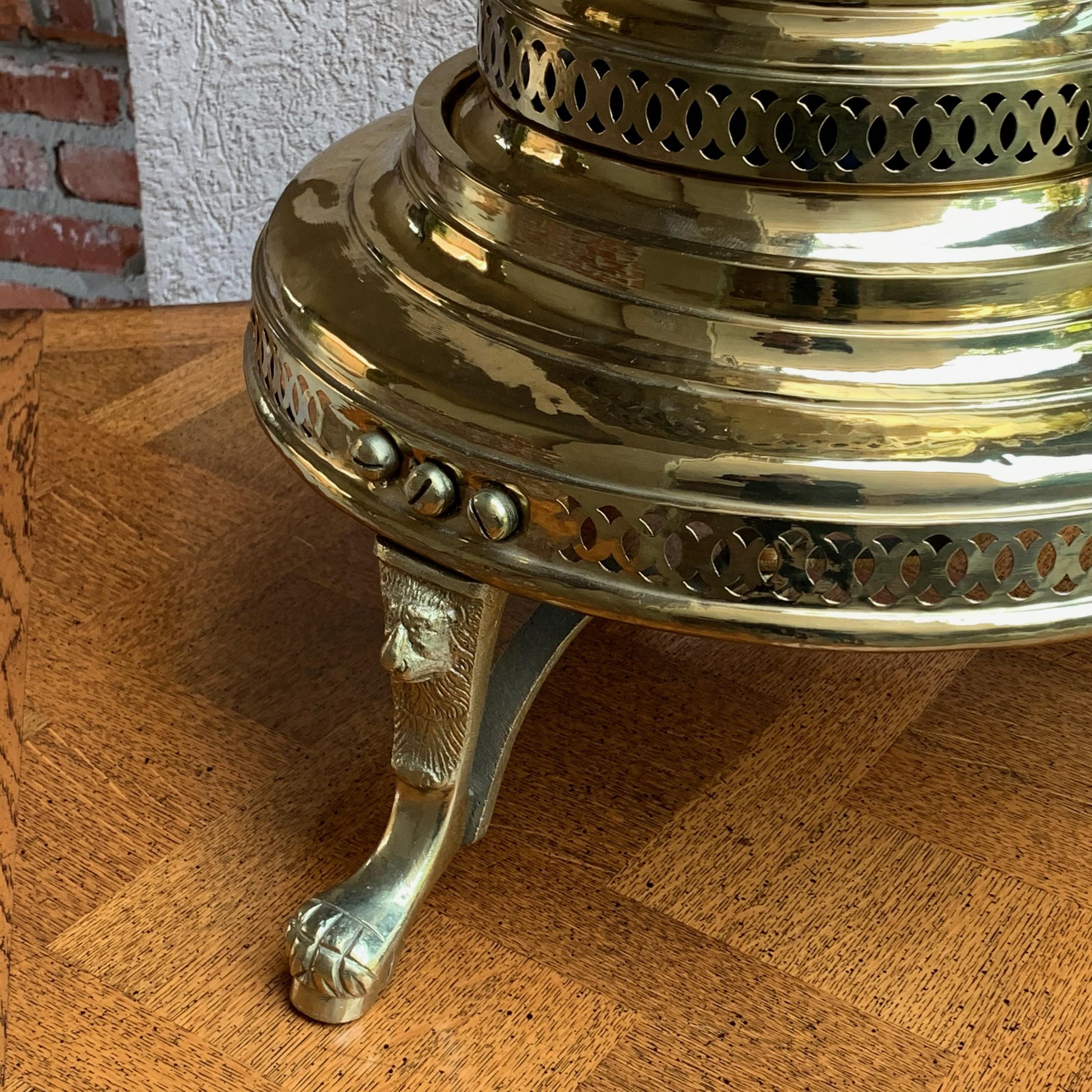 Vintage French Polished Brass Bell Brazier Heater Fire Pit Incense For Sale 9