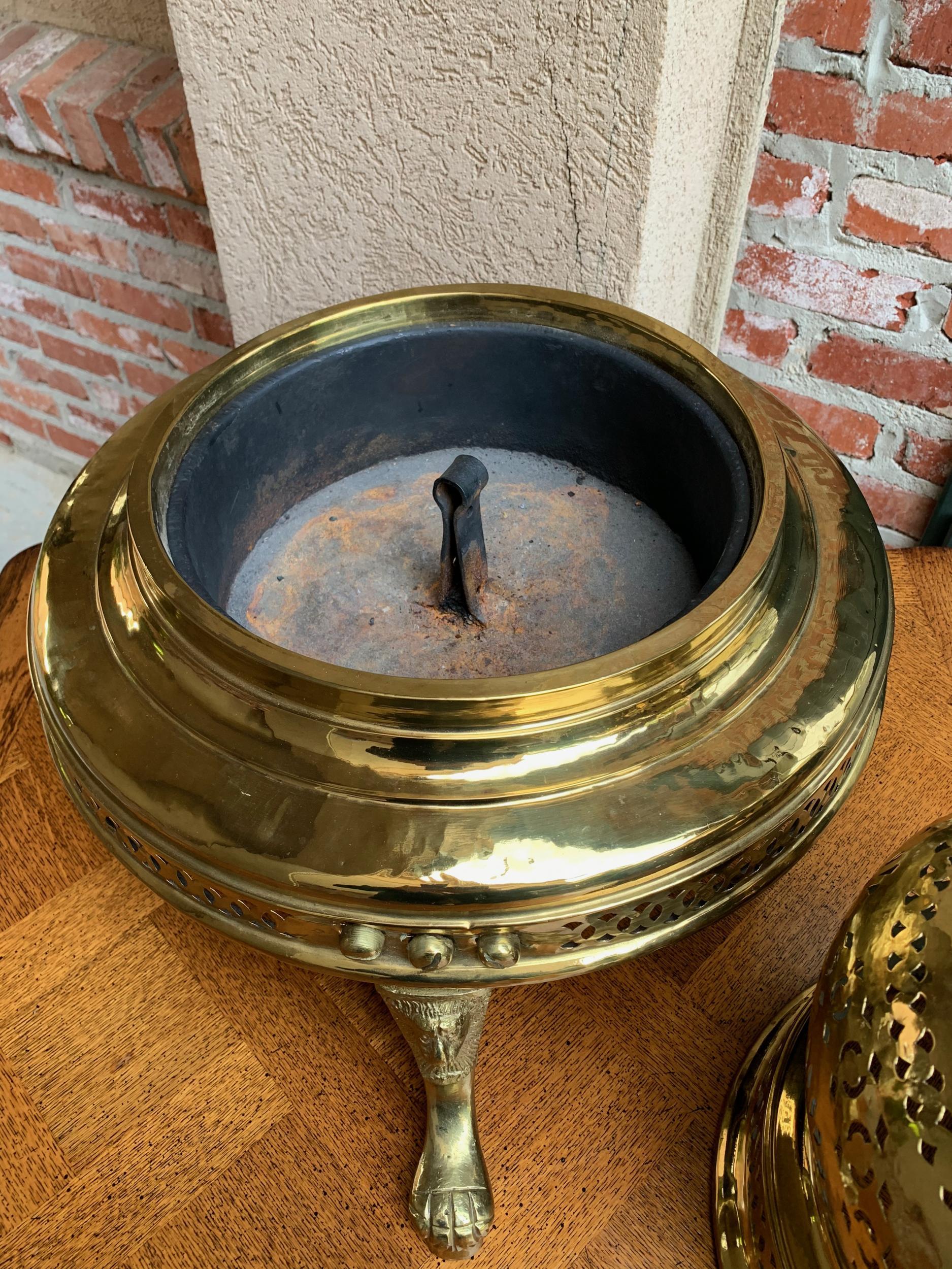 Vintage French Polished Brass Bell Brazier Heater Fire Pit Incense For Sale 12