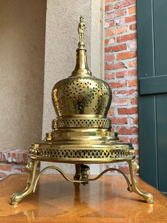 Vintage French Polished Brass Bell Brazier Heater Fire Pit Incense
