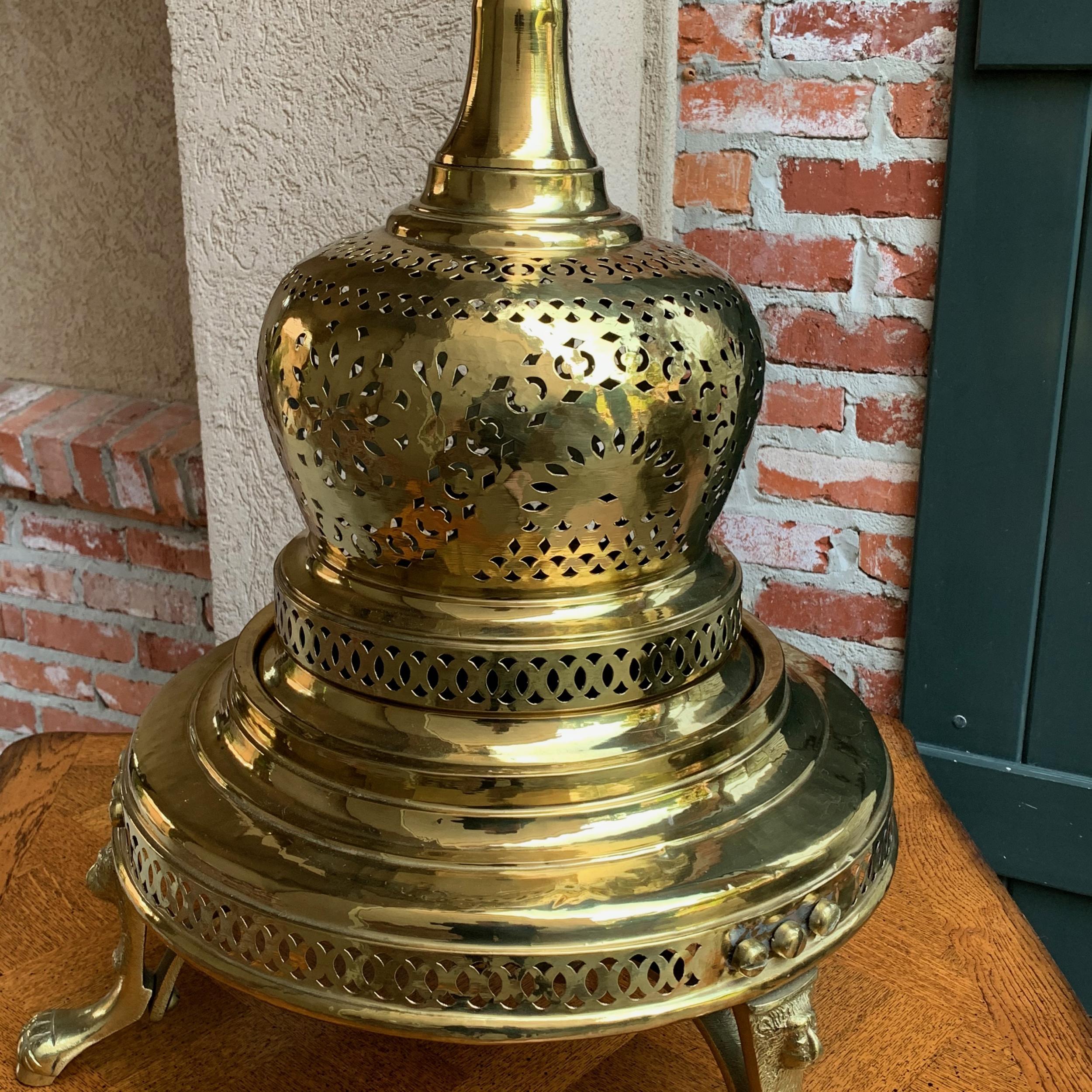 20th Century Vintage French Polished Brass Bell Brazier Heater Fire Pit Incense For Sale