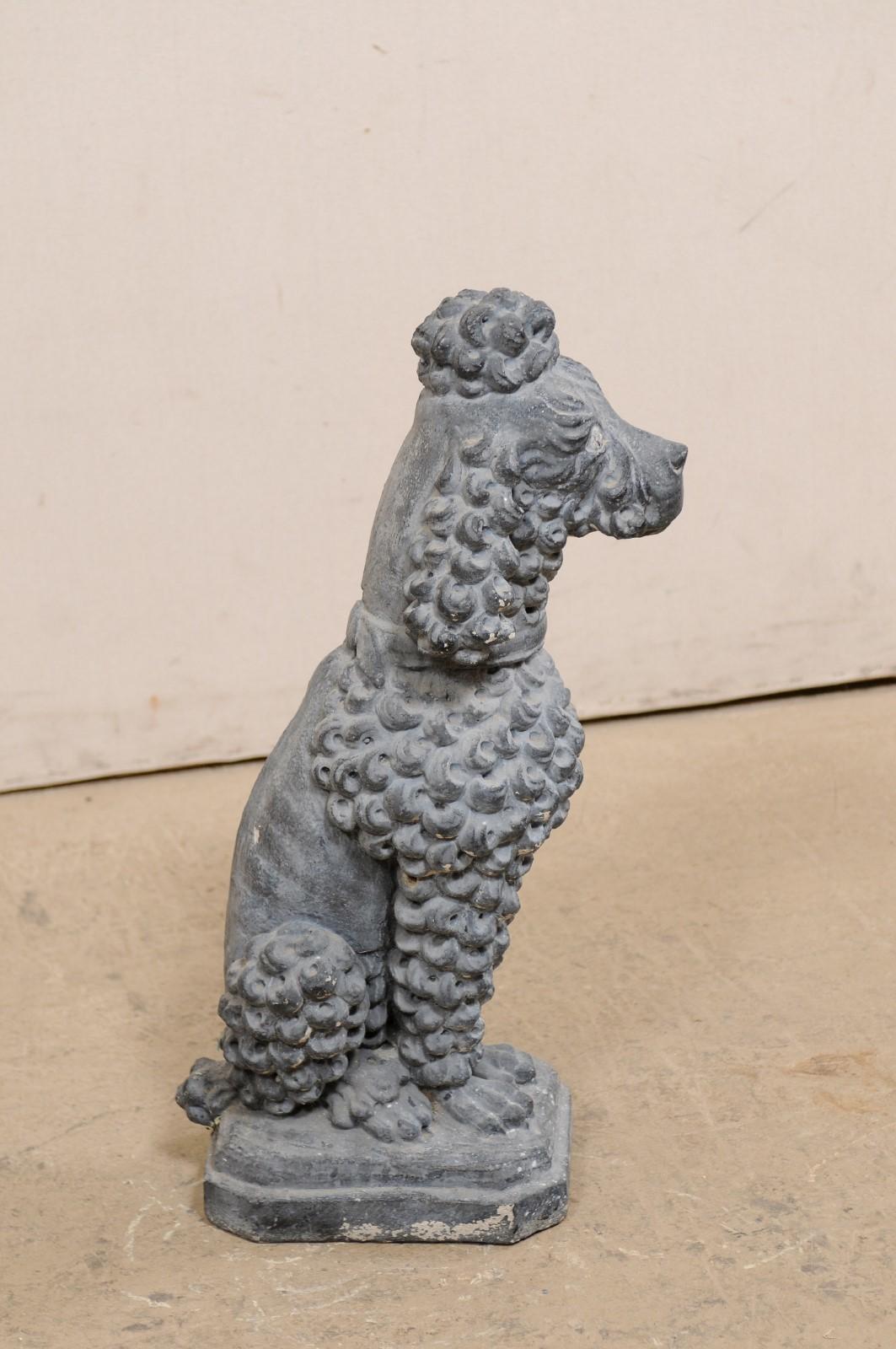Vintage French Poodle Dog Statue in Cast-Stone In Good Condition In Atlanta, GA
