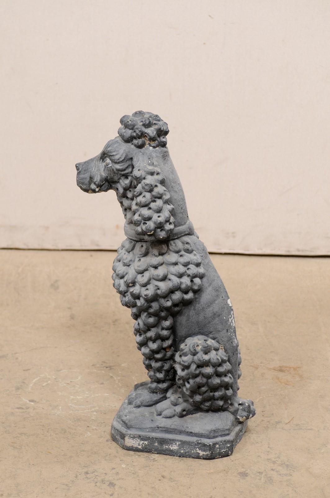 Cast Stone Vintage French Poodle Dog Statue in Cast-Stone