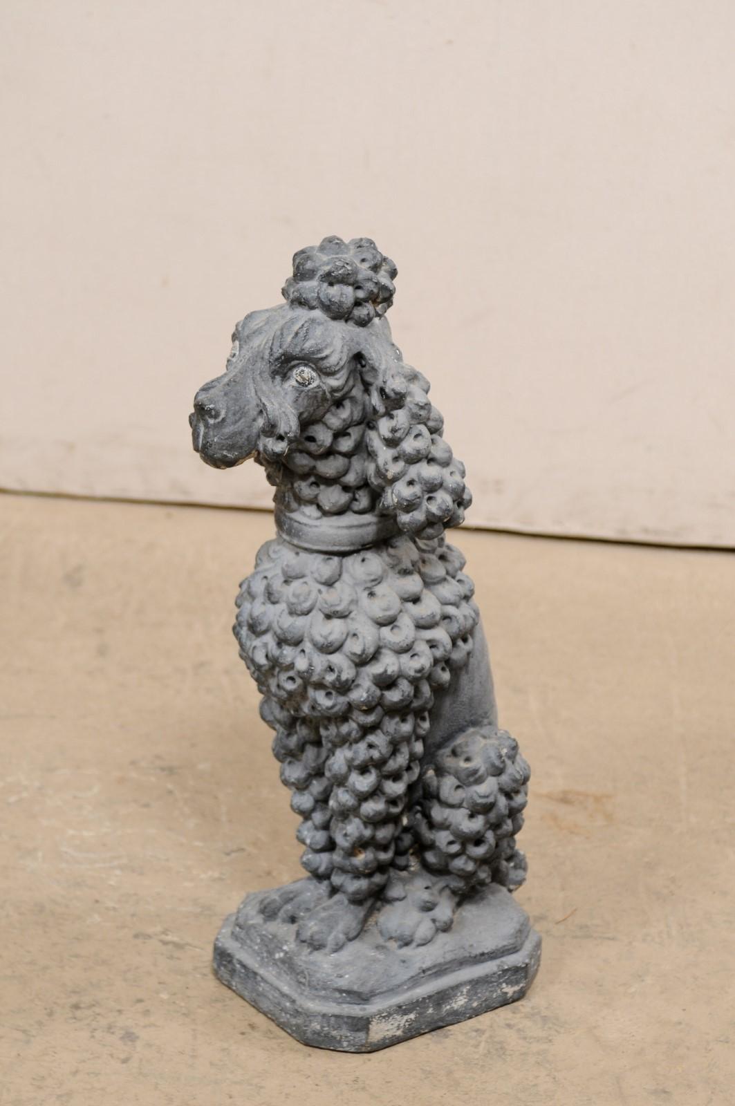 Vintage French Poodle Dog Statue in Cast-Stone 1