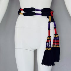 Vintage French Pop Color Passementerie Tassel Belt