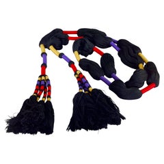 Vintage French Pop Color Passementerie Tassel Belt