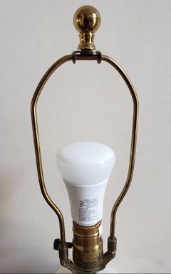 Vintage French Porcelain and Brass Jar Floral Table Lamp