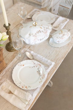 Vintage French Porcelain Dinner Service for 12