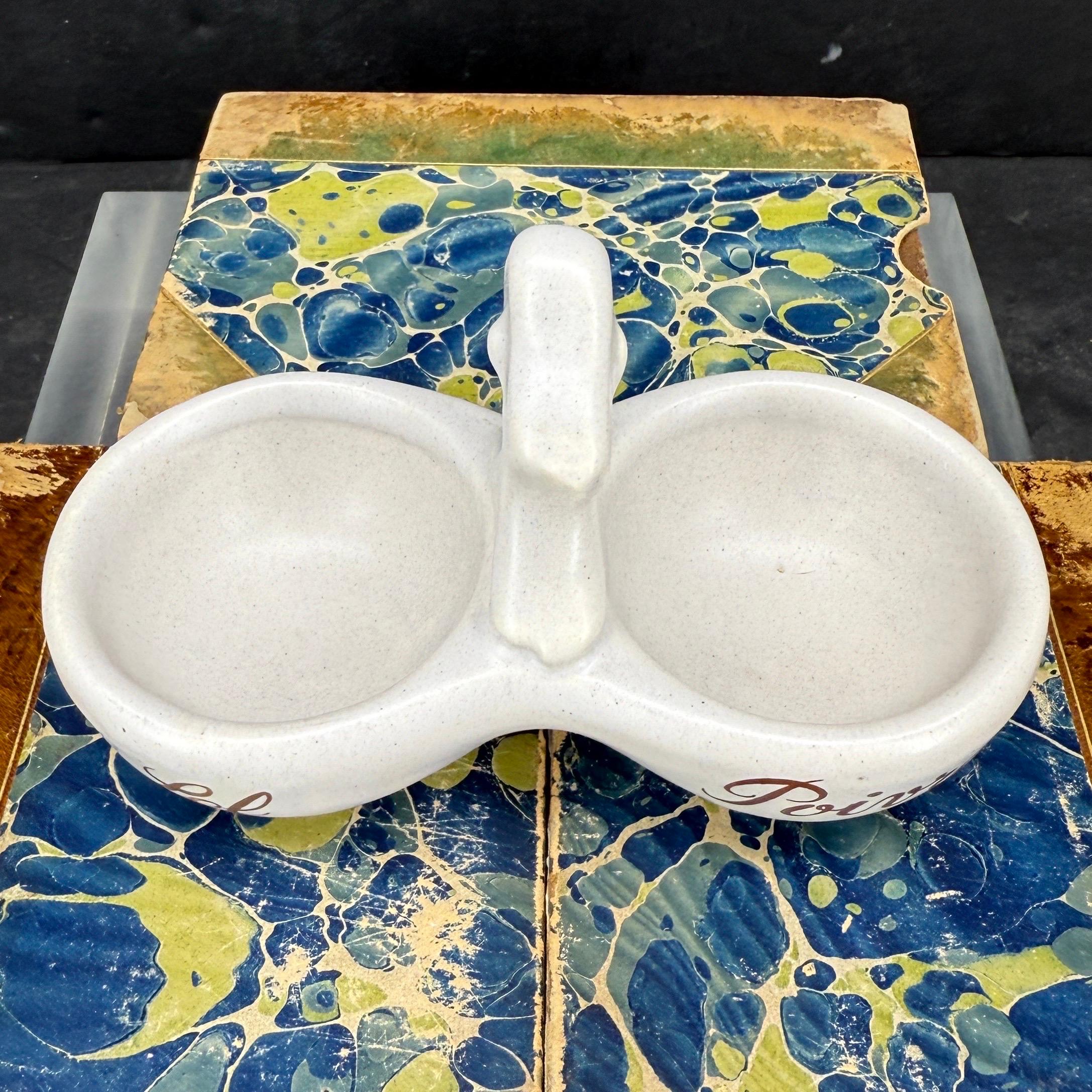 Porcellana francese d'epoca, doppio sale e pepe Sel Poivre in vendita 4