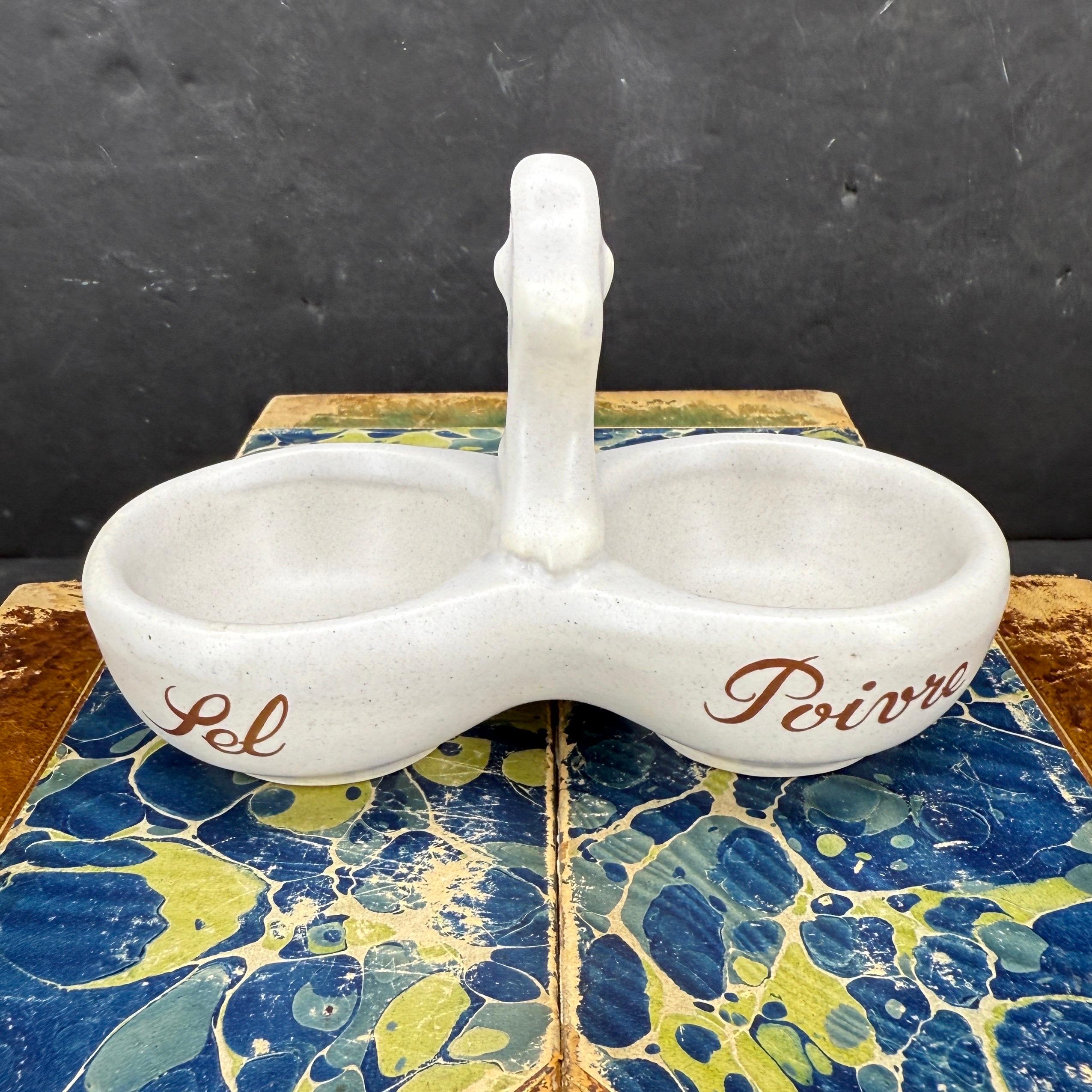Porcellana francese d'epoca, doppio sale e pepe Sel Poivre in vendita 6