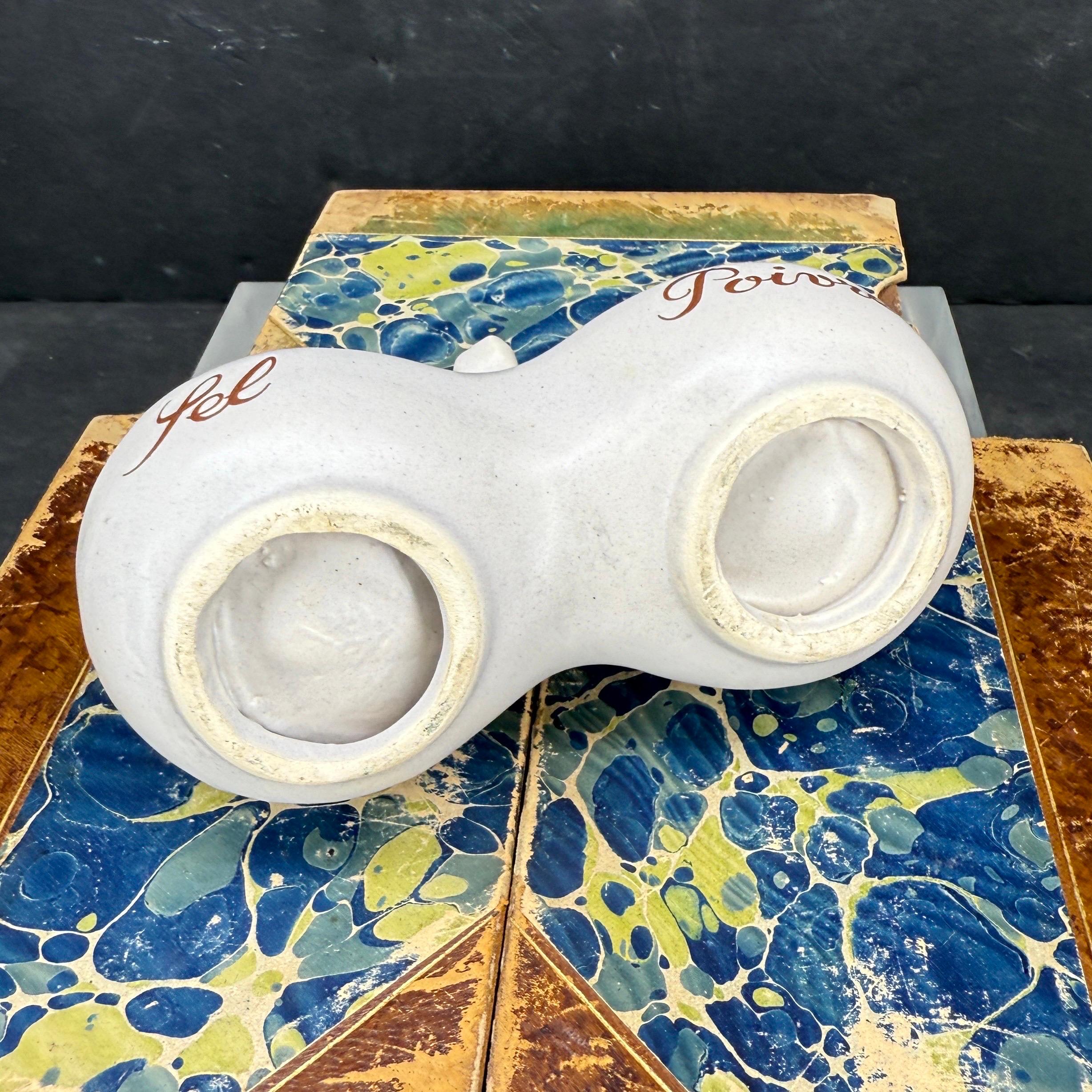 Porcellana francese d'epoca, doppio sale e pepe Sel Poivre in vendita 7