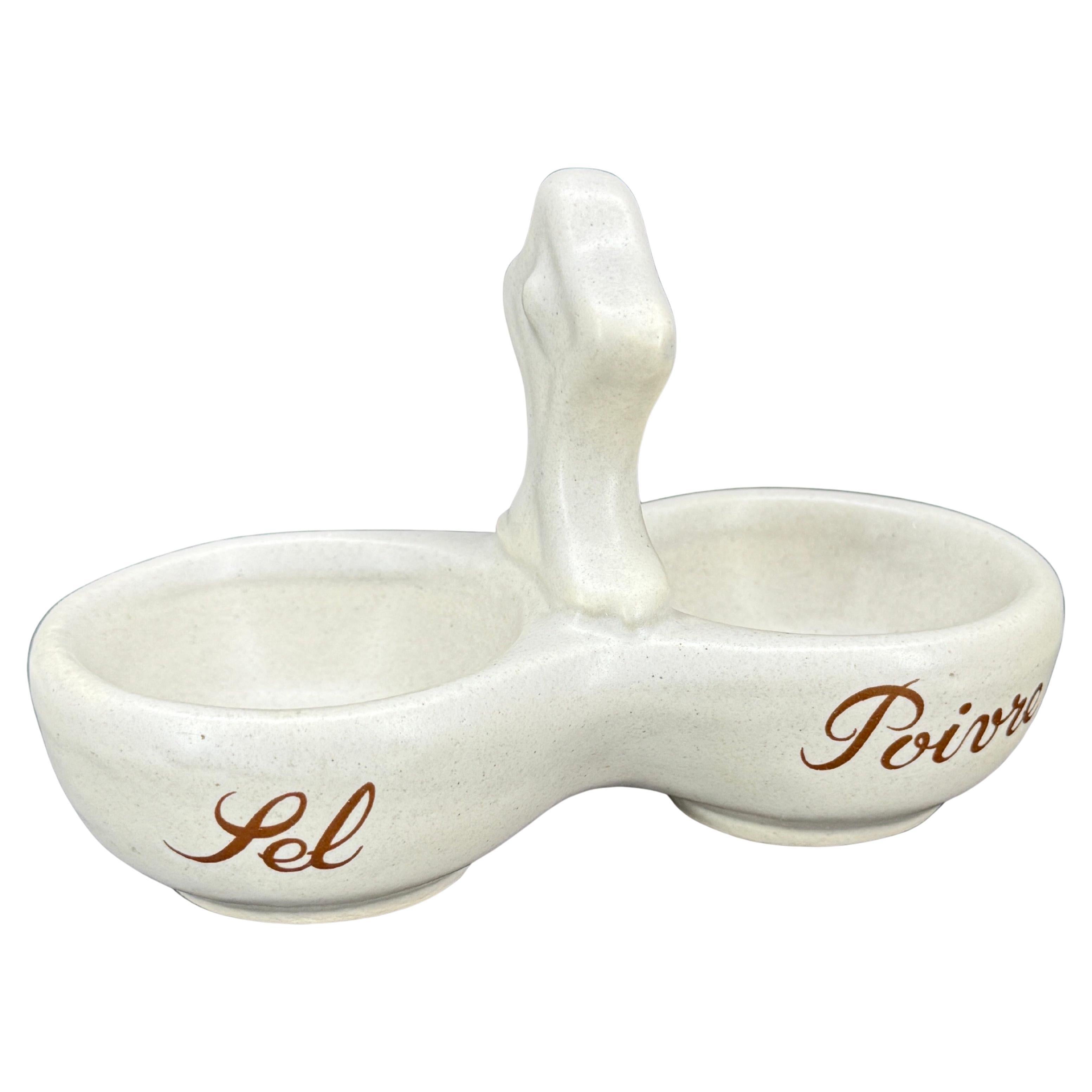 Porcellana francese d'epoca, doppio sale e pepe Sel Poivre