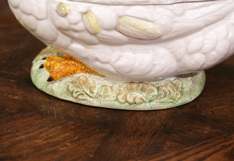 Vintage French Porcelain Duck Center Piece Soup Tureen with Lid and