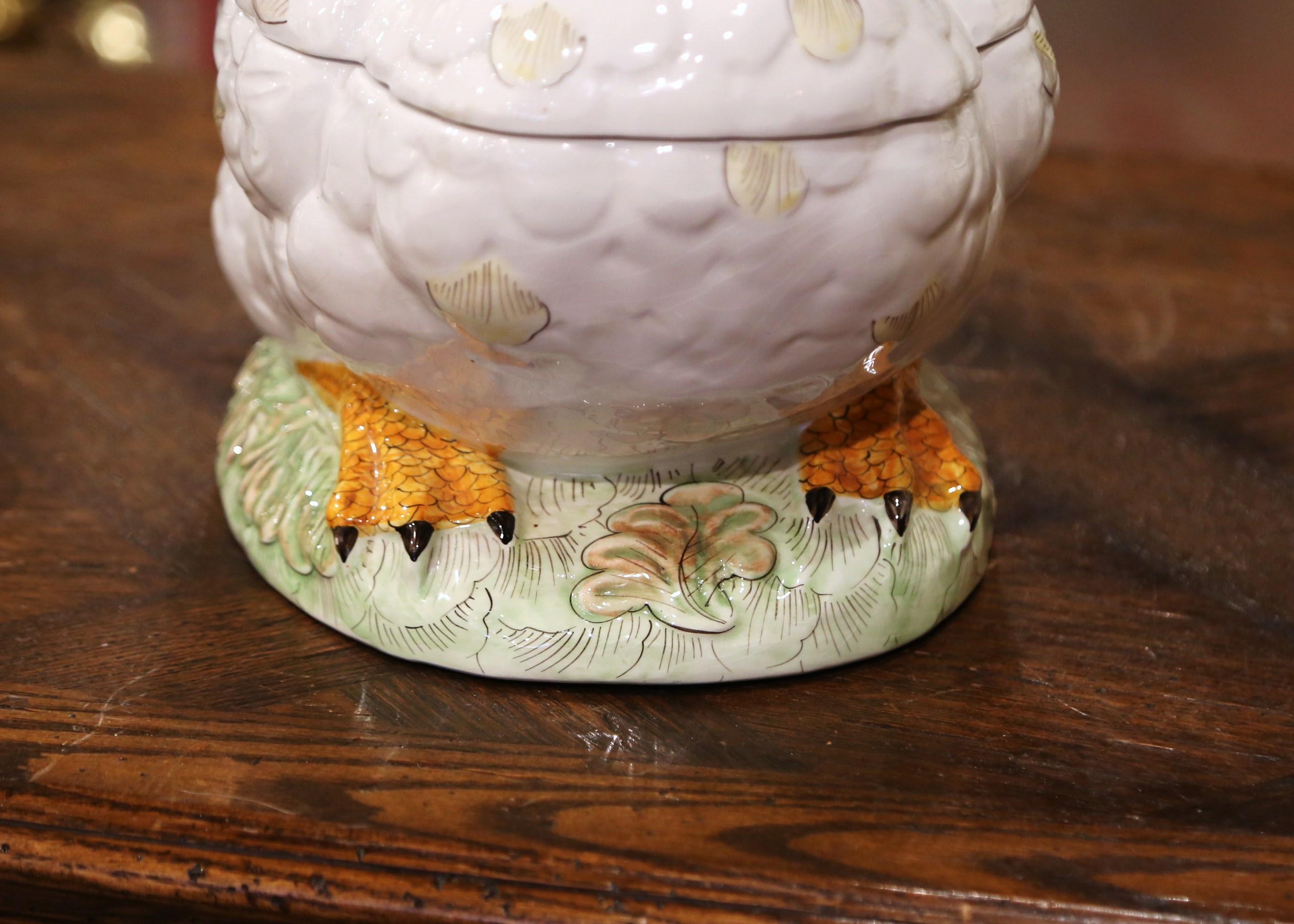 Late 20th Century Vintage French Porcelain Duck Center Piece Soup Tureen with Lid and Ladle