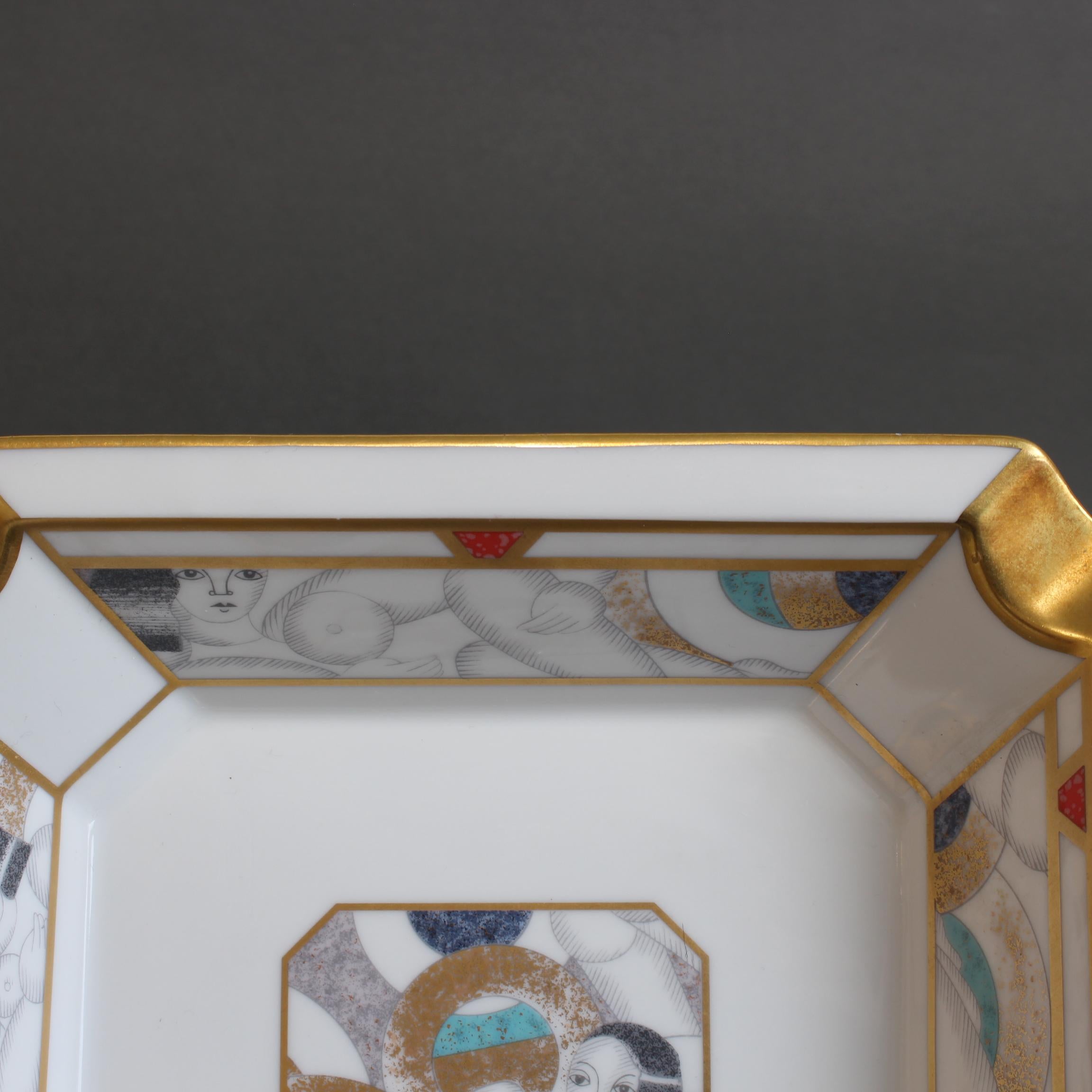 Vintage French Porcelain-Gilt Ashtray by Bernardaud Limoges France For Sale 5