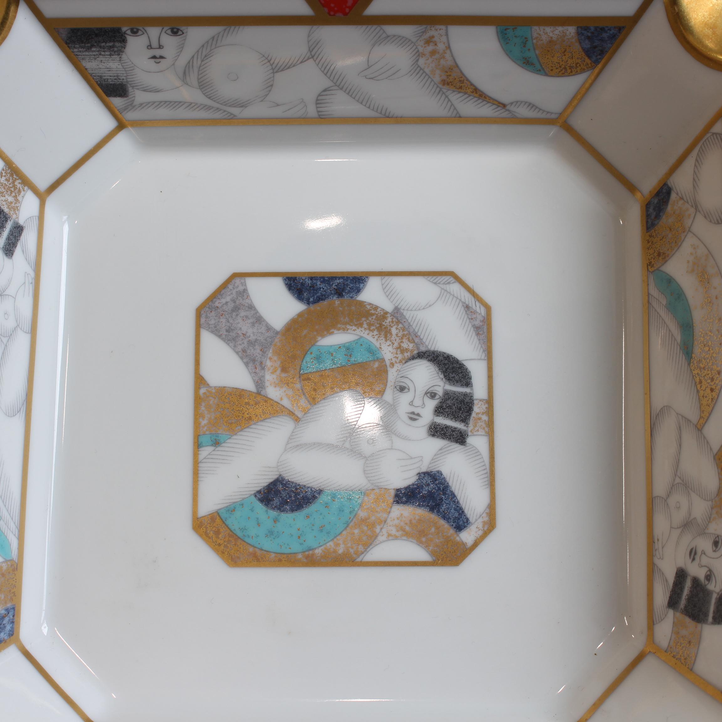 Vintage French Porcelain-Gilt Ashtray by Bernardaud Limoges France For Sale 6