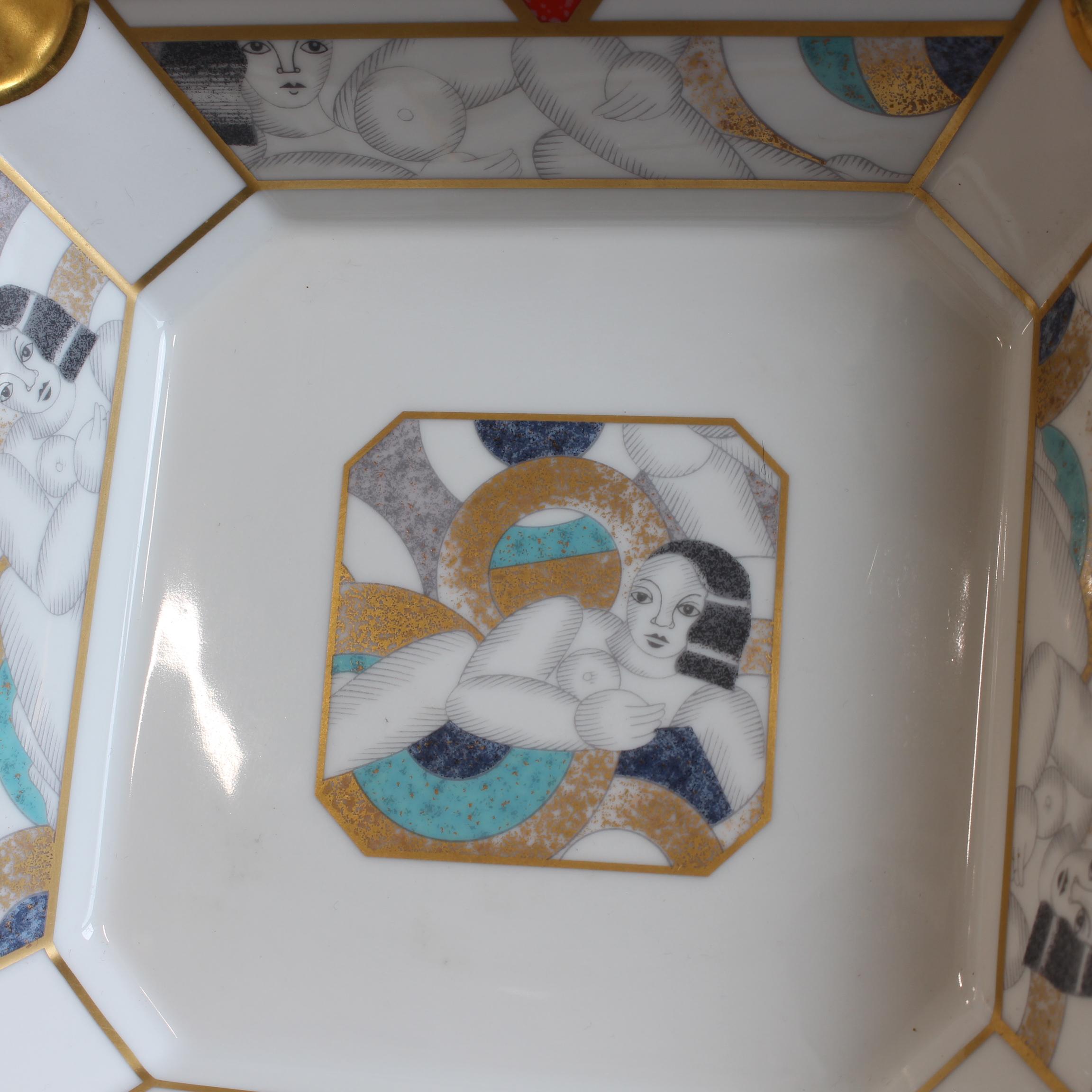 Vintage French Porcelain-Gilt Ashtray by Bernardaud Limoges France For Sale 7