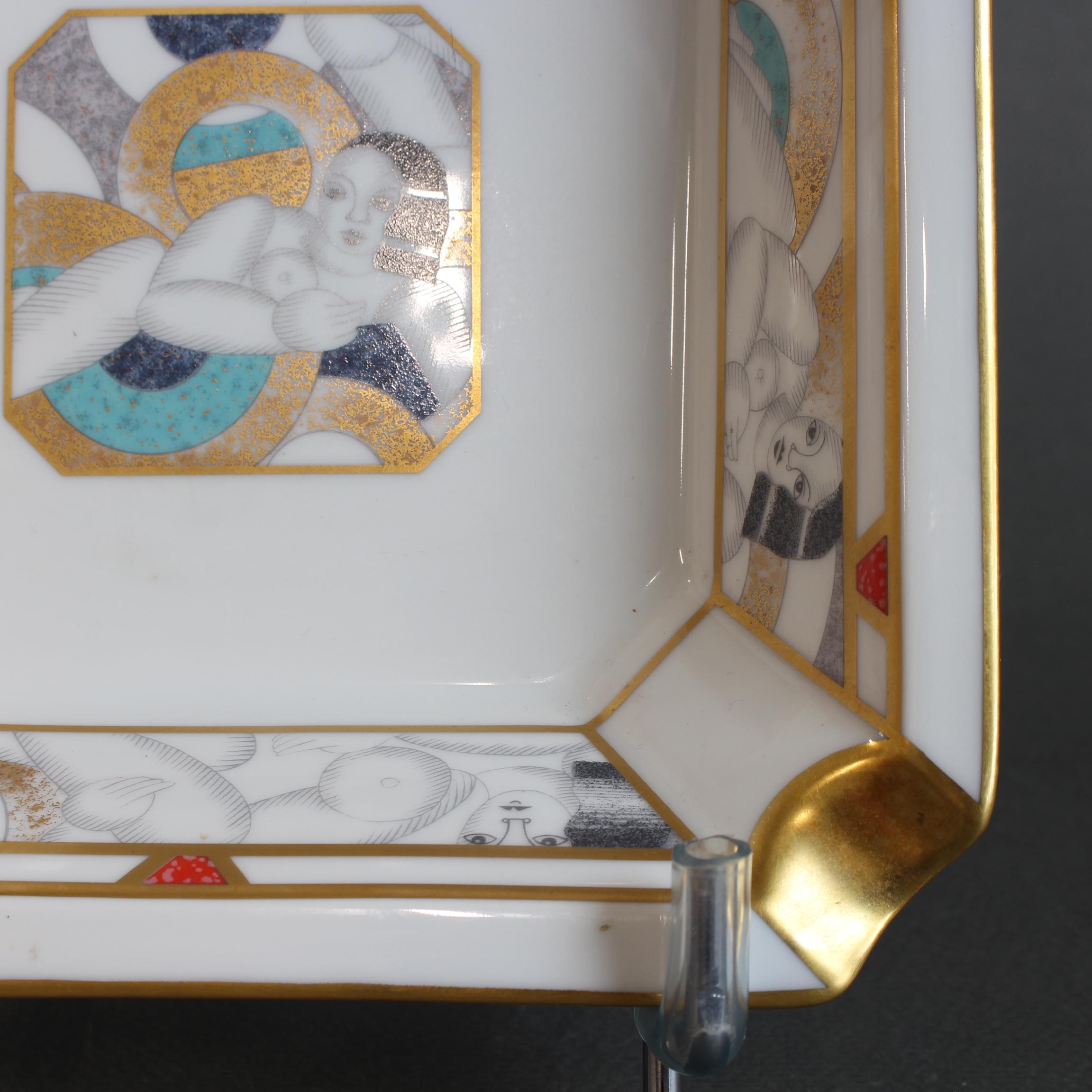 Vintage French Porcelain-Gilt Ashtray by Bernardaud Limoges France For Sale 8