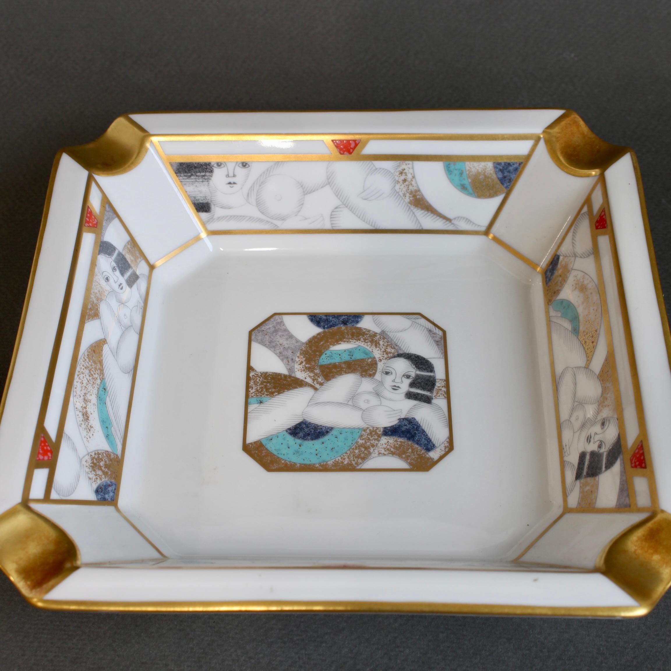Vintage French Porcelain-Gilt Ashtray by Bernardaud Limoges France For Sale 12