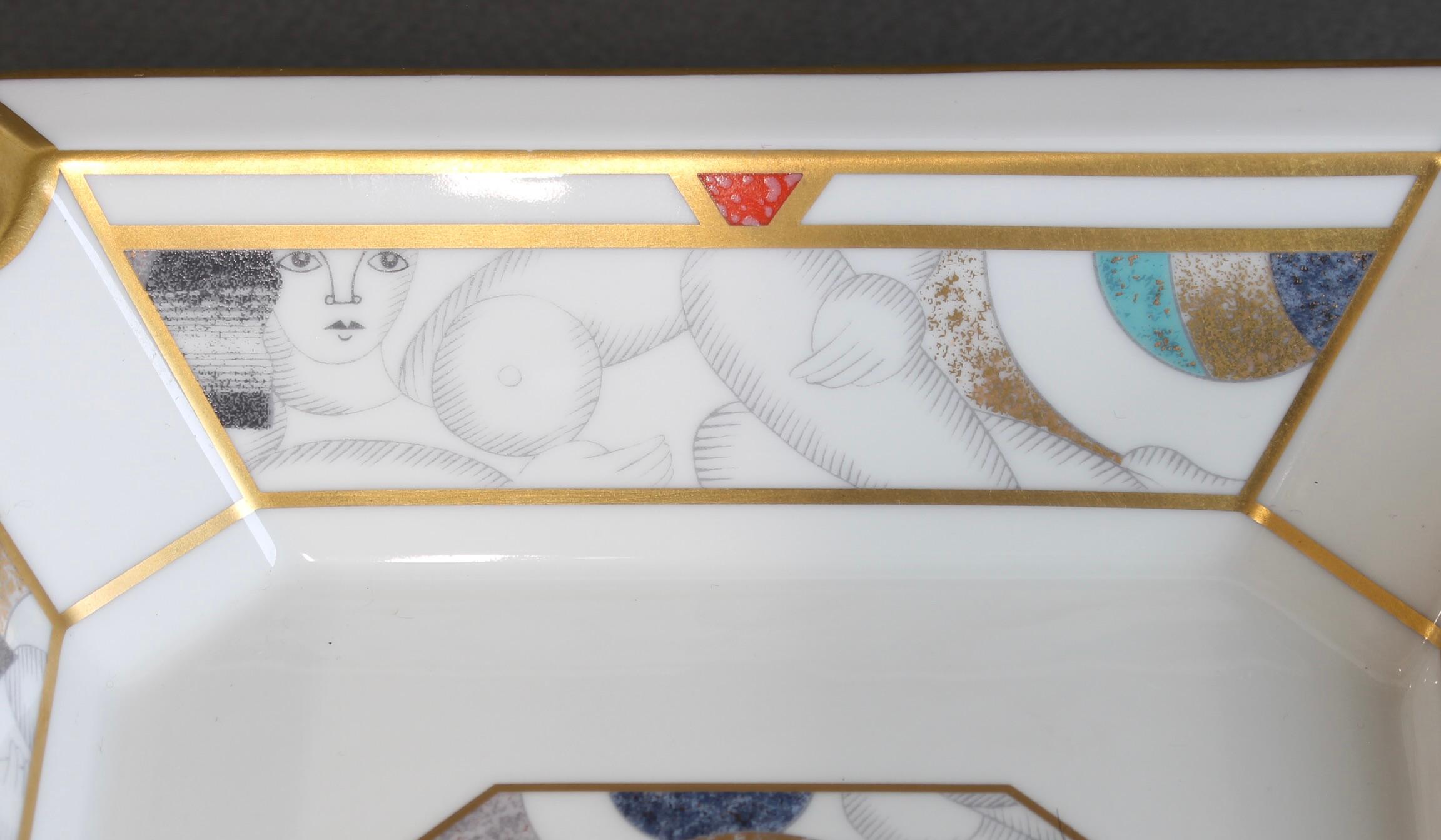 Vintage French Porcelain-Gilt Ashtray by Bernardaud Limoges France For Sale 13