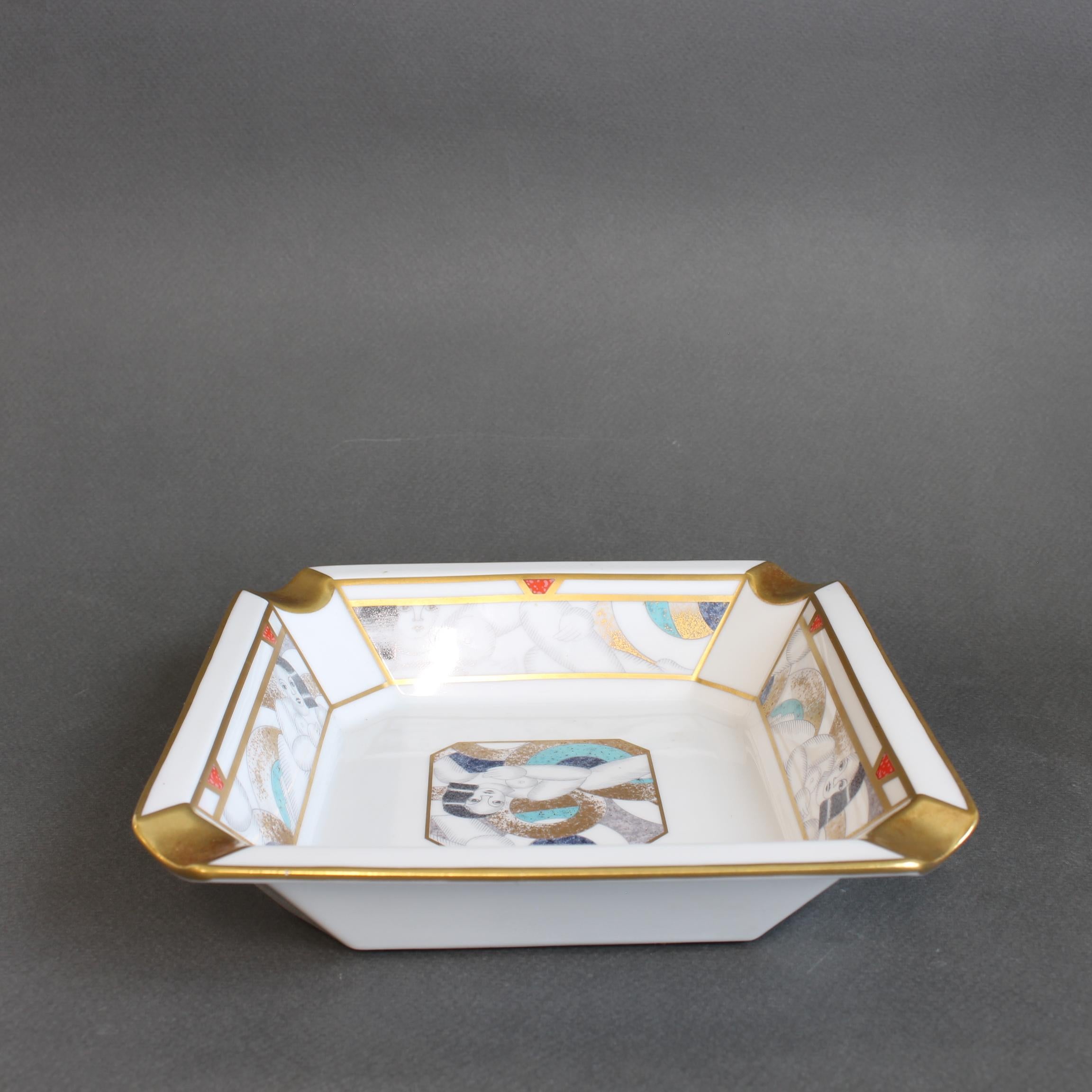 Vintage French Porcelain-Gilt Ashtray by Bernardaud Limoges France For Sale 15