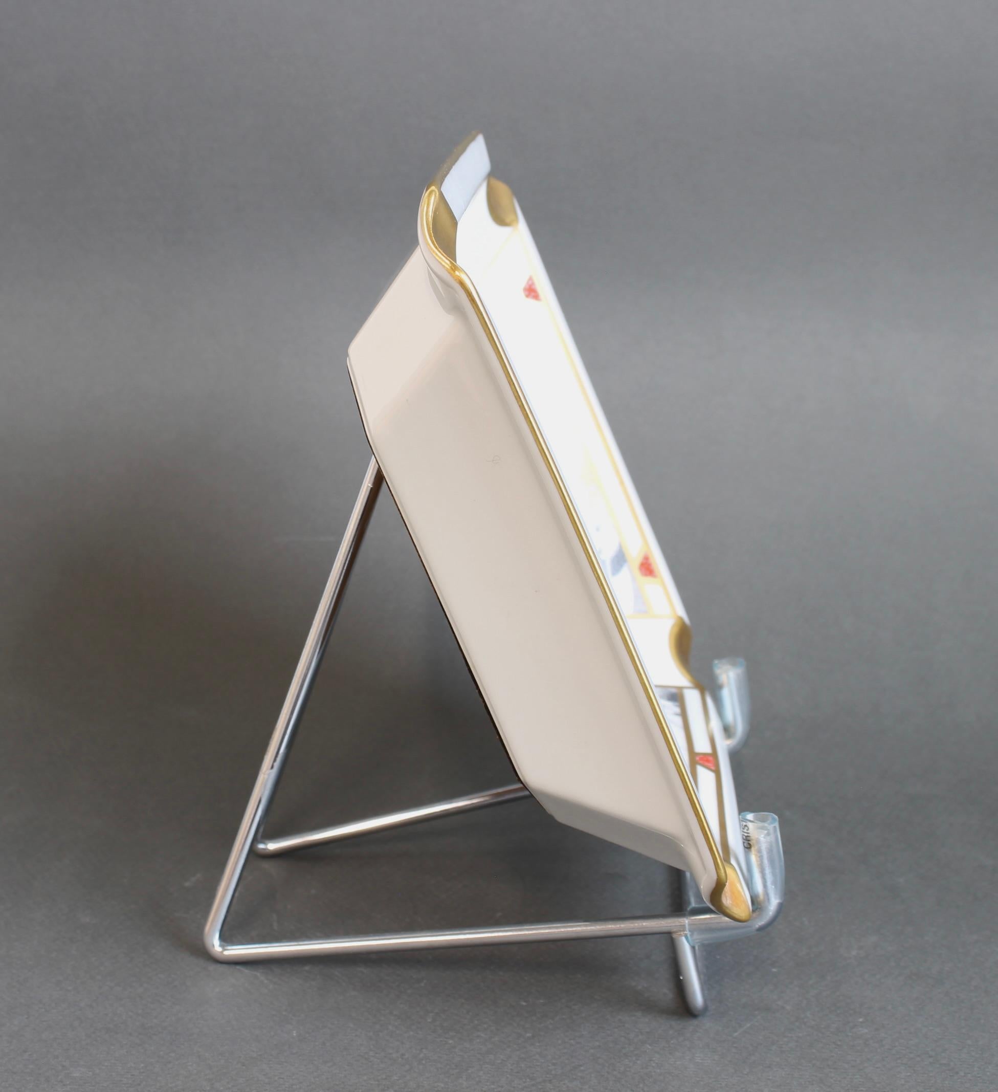 Art Deco Vintage French Porcelain-Gilt Ashtray by Bernardaud Limoges France For Sale