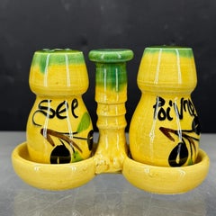 Vintage French Porcelain Salt Pepper Set Cellar Sel Poivre