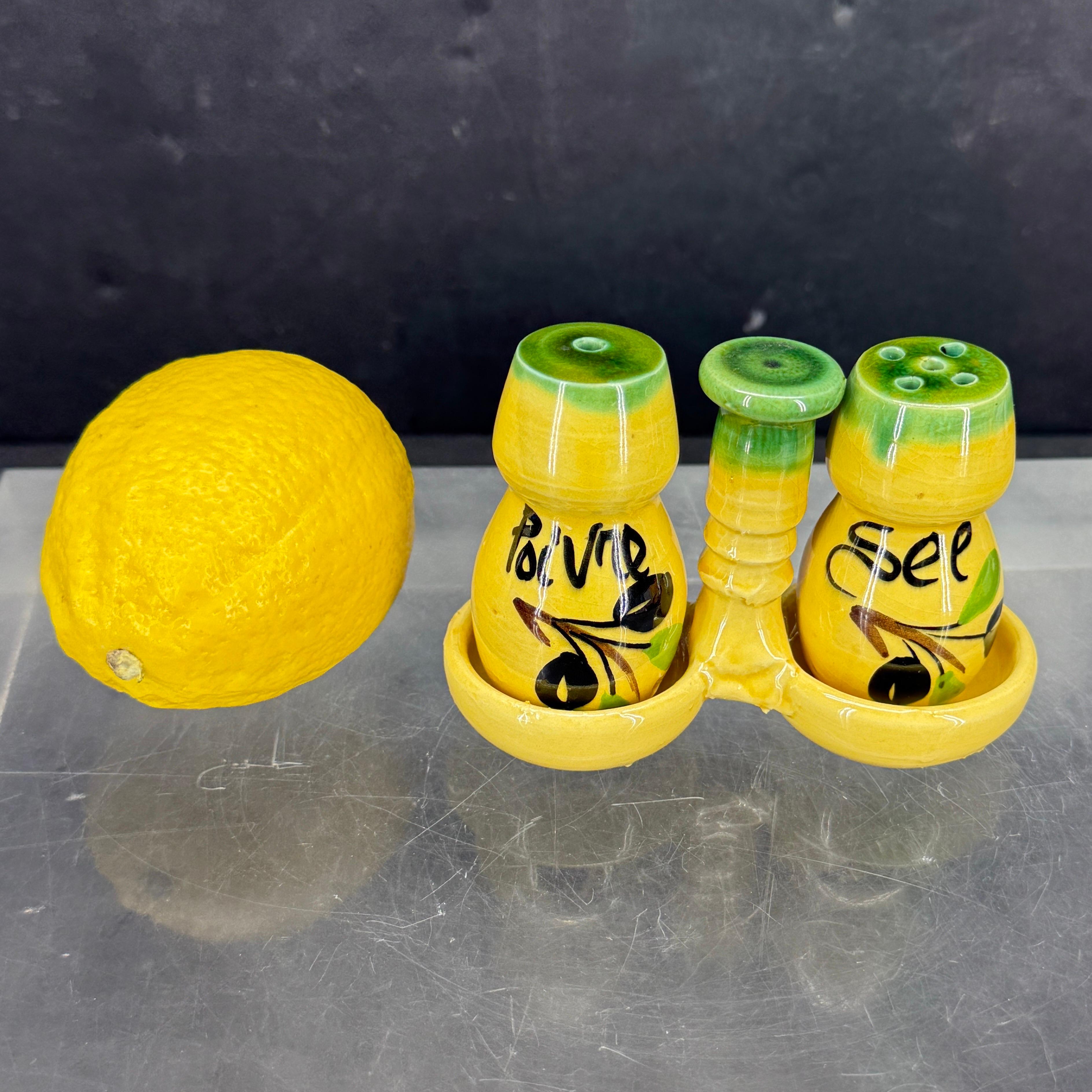 Stile provenzale Set di sale e pepe in porcellana francese d'epoca Cellar Sel Poivre in vendita