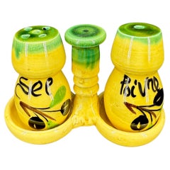 Vintage French Porcelain Salt Pepper Set Cellar Sel Poivre