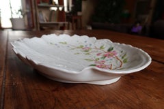 Vintage French Porcelain Shell Dish, Dog Rose & Forget-Me-Not Branch - 2C133