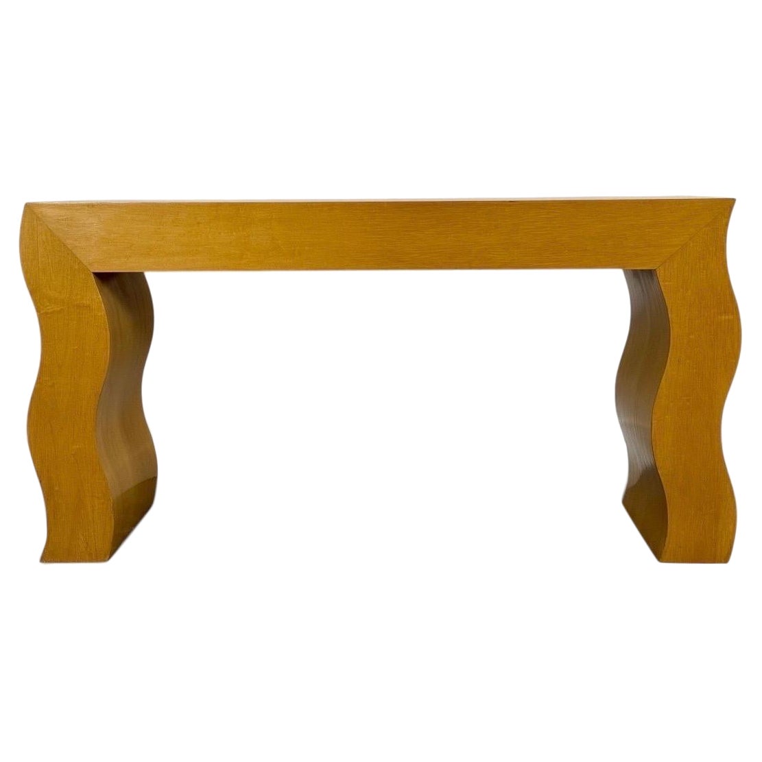 Table console vintage post-moderne française - Circa 1980 - Table d
entrée en érable en vente