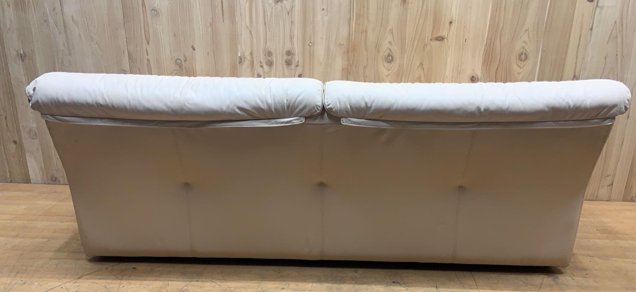 vintage white leather couch