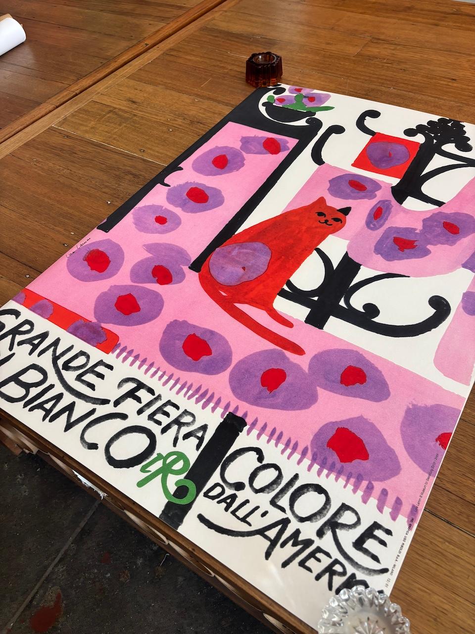 Mid-Century Modern Affiche française ancienne « Lora Lamm GRANDE FIERA » par Lora Lamm en vente