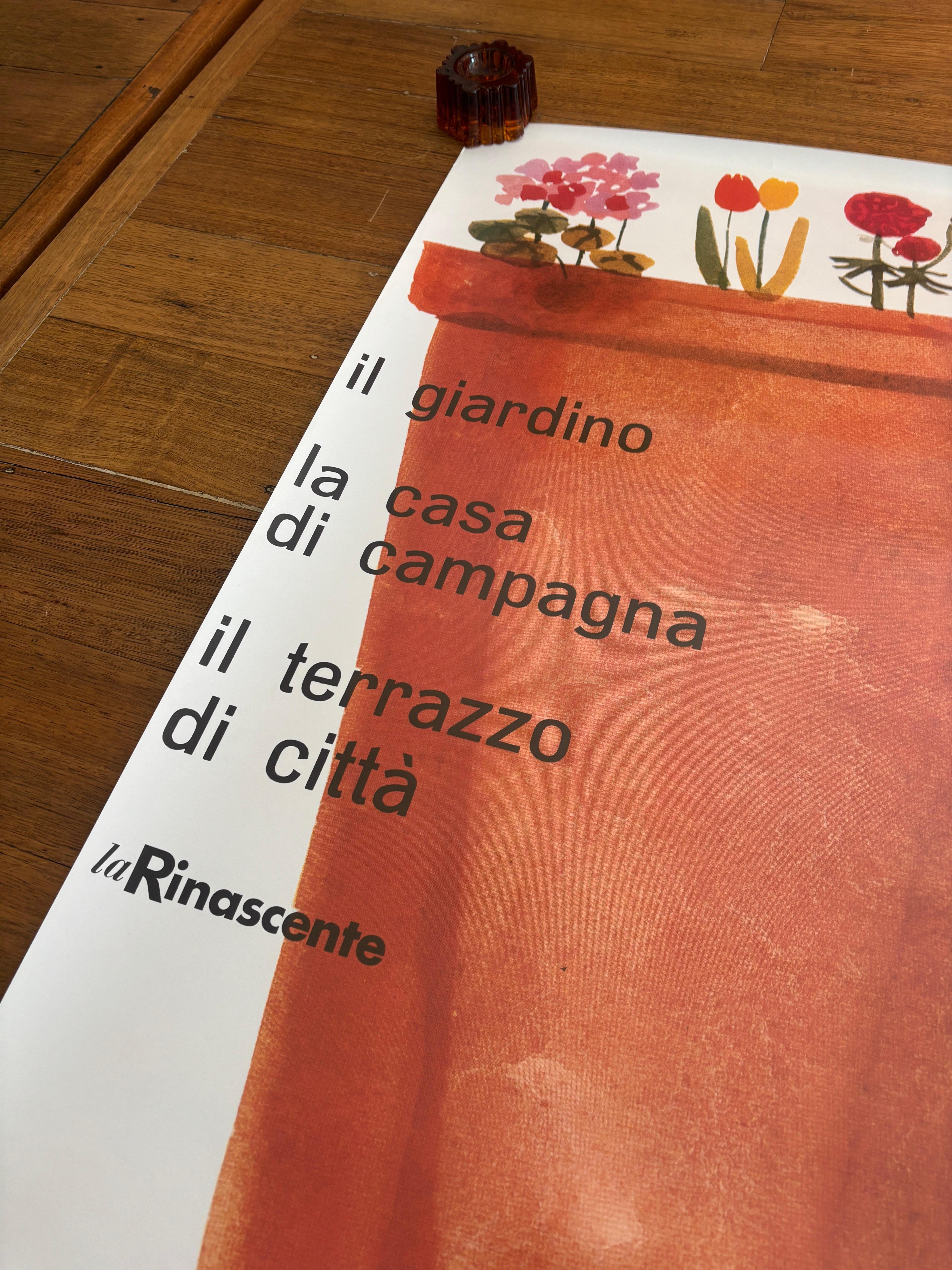Mid-Century moderno Poster francese d'epoca, 'LORA LAMM IL GIARDINO' di Lora Lamm in vendita