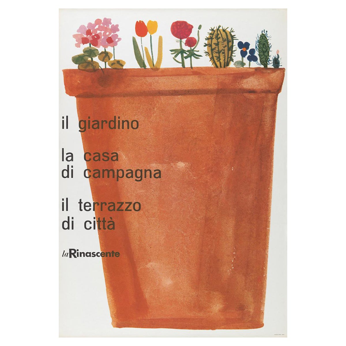 Poster francese d'epoca, 'LORA LAMM IL GIARDINO' di Lora Lamm in vendita