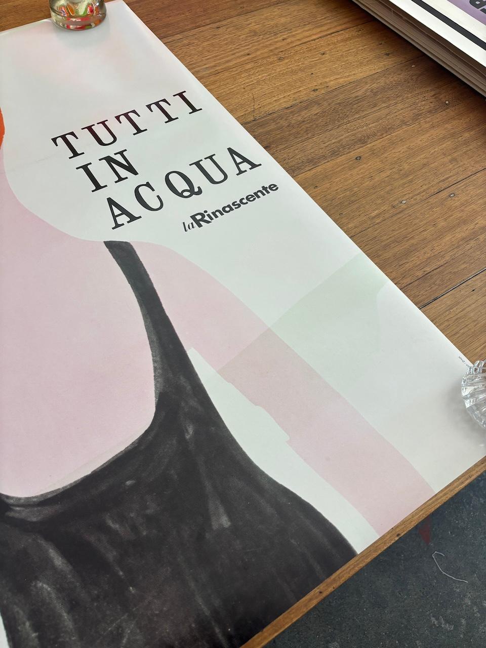 Französisches Vintage Poster, 'Tutti in Acqua' von Lora Lamm (Moderne der Mitte des Jahrhunderts) im Angebot