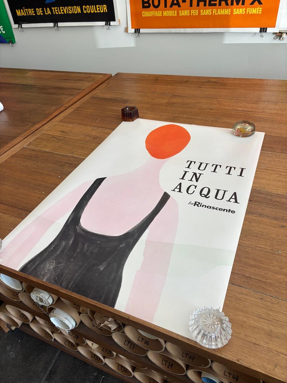 Französisches Vintage Poster, 'Tutti in Acqua' von Lora Lamm im Angebot 2