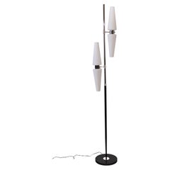French Postmodern Floor Lamp with Opaline Glas Shades, attributed to Arlus