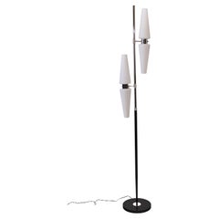  French Postmodern Floor Lamp with Opaline Glas Shades, attributed to Arlus