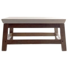 Vintage French Potteis Table in Oak, Limestone Top