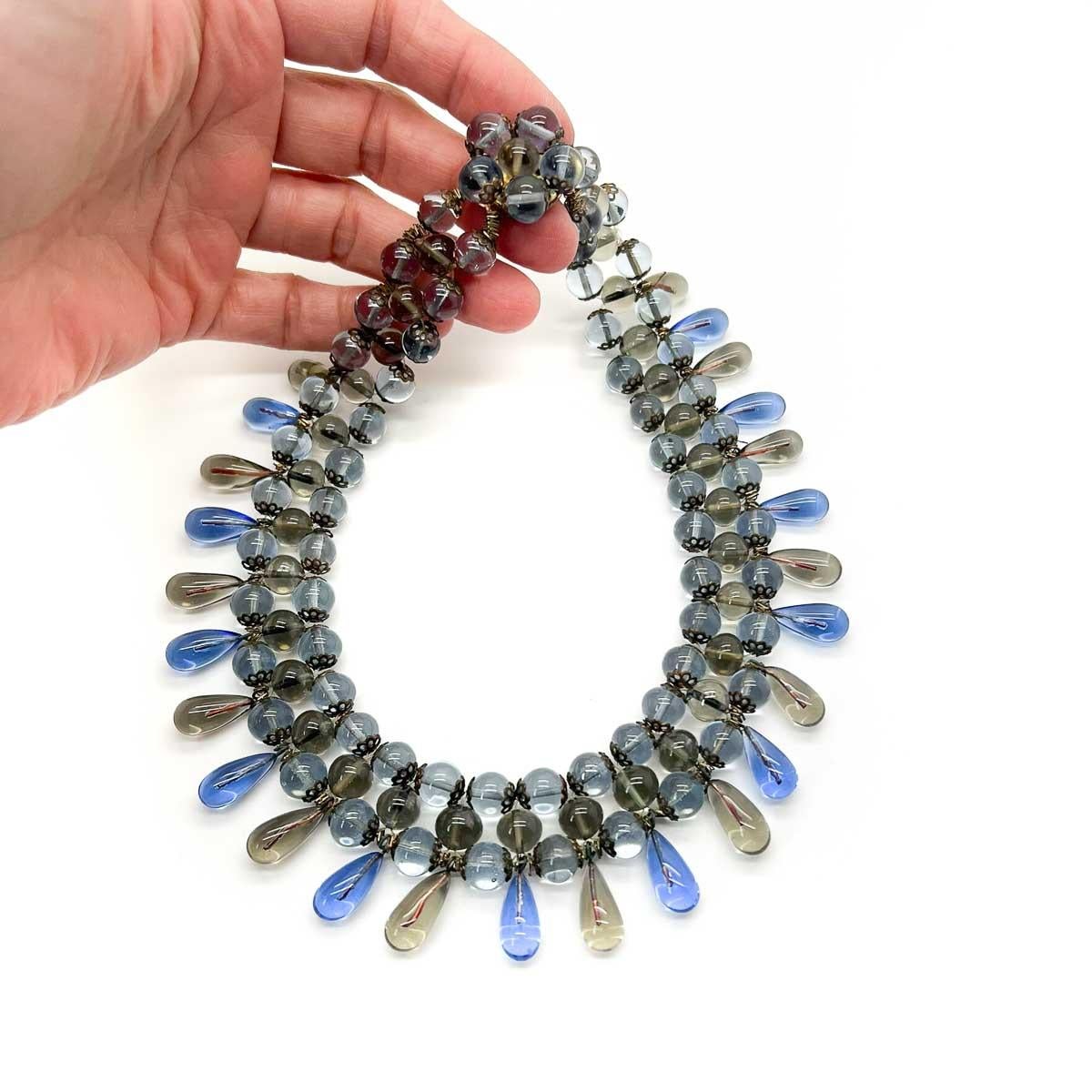 Vintage French Poured Glass Droplet Collar 1940s In Good Condition For Sale In Wilmslow, GB