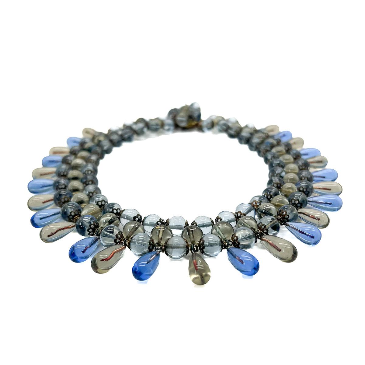 Women's or Men's Vintage French Poured Glass Droplet Collar 1940s For Sale