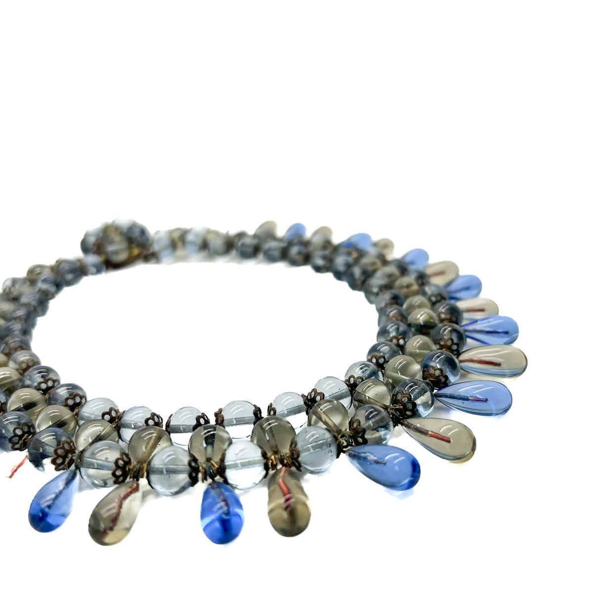 Vintage French Poured Glass Droplet Collar 1940s For Sale 1