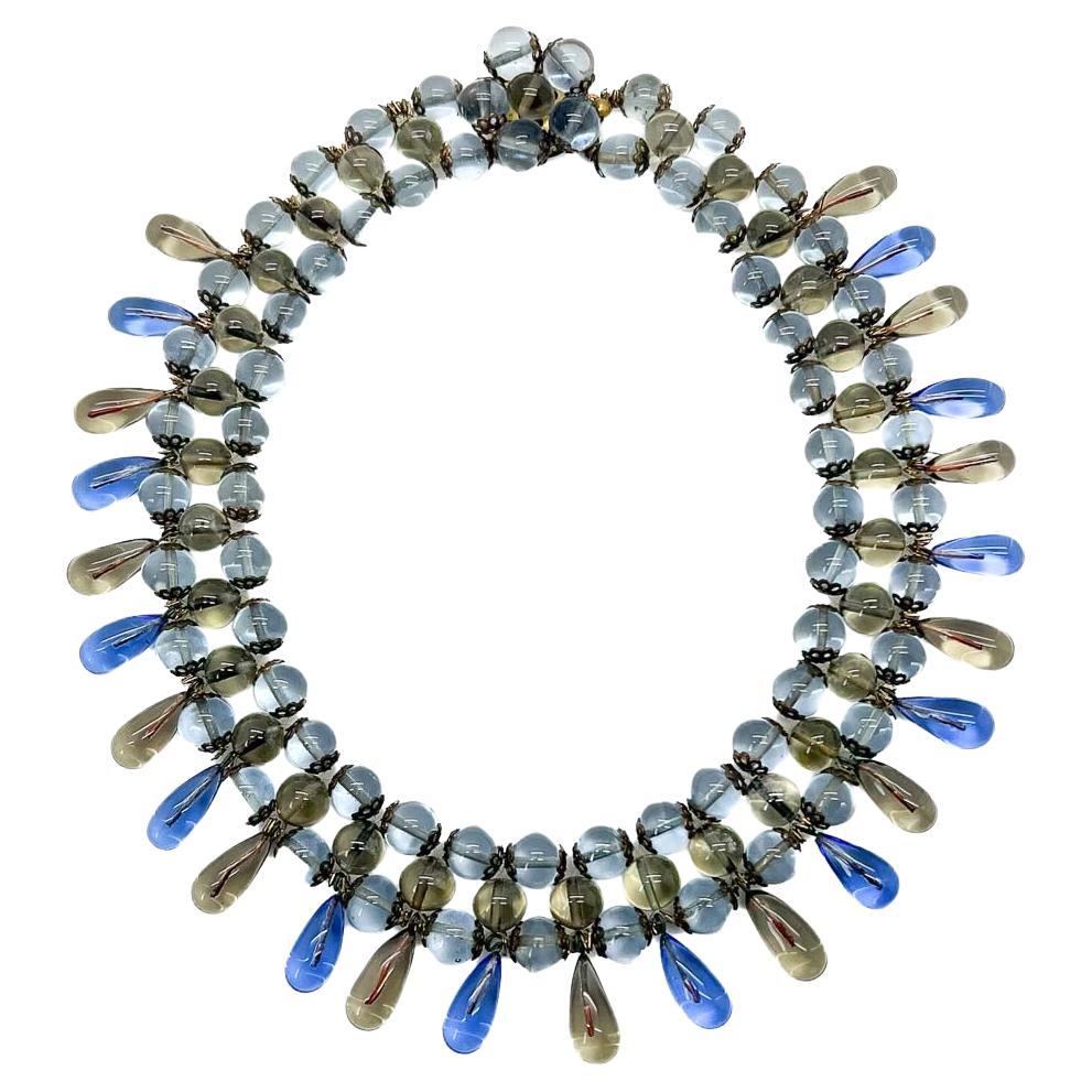Vintage French Poured Glass Droplet Collar 1940s For Sale