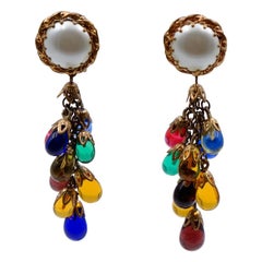 Vintage French Poured Glass Earrings 1930s