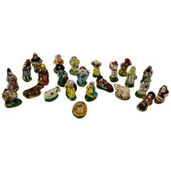 Vintage French Provençal Faïence Fèves Christmas Nativity 28 Piece Set