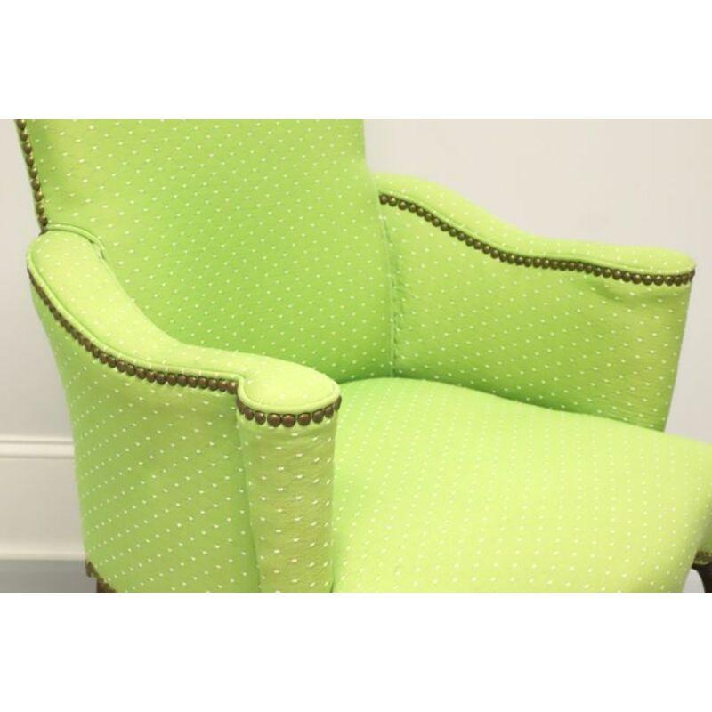 Fabric French Provincial Accent Chair in Green Polka Dot