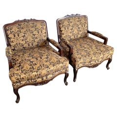 Vintage French Provincial Arm Lounge Chairs - A Pair