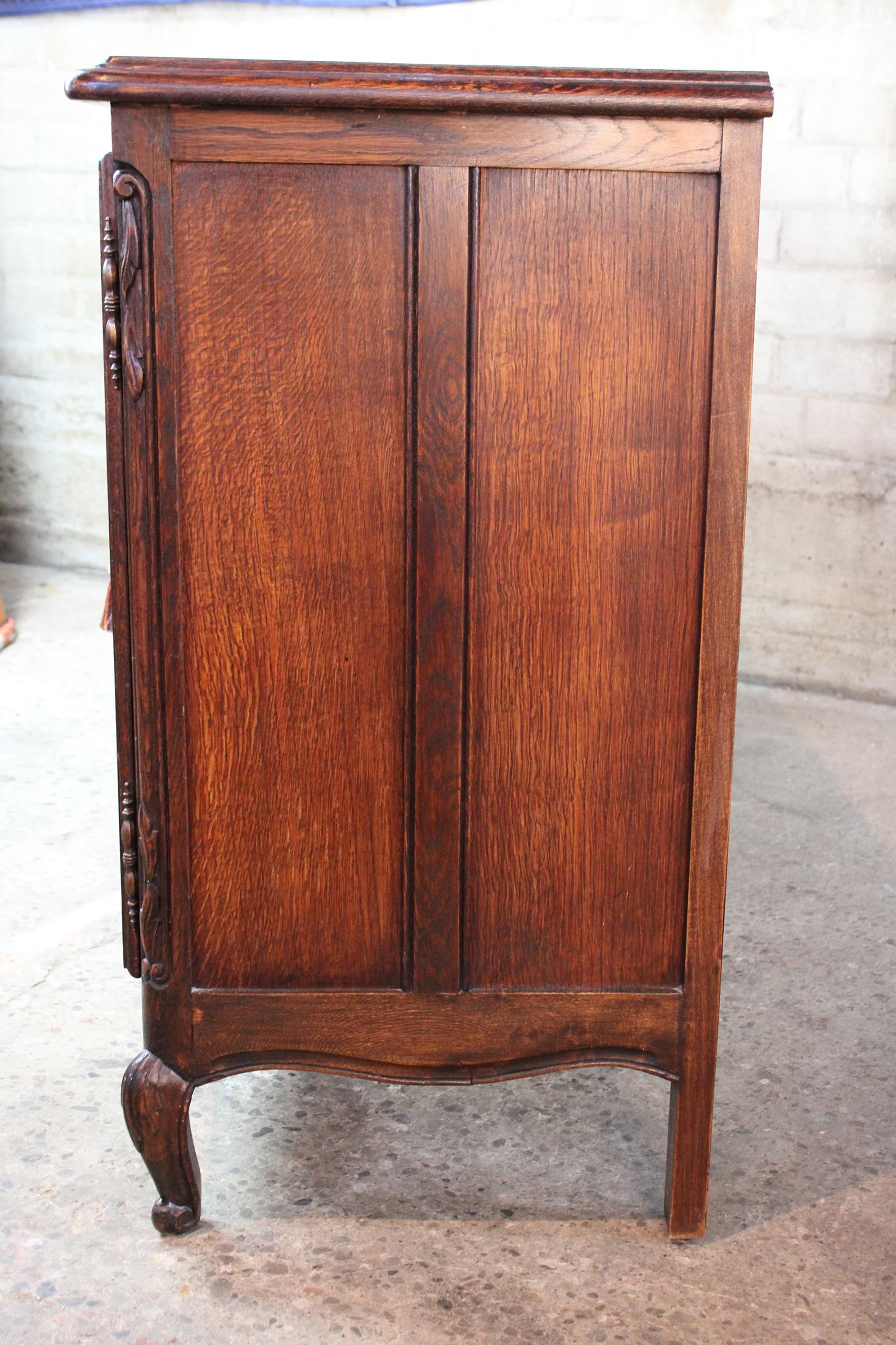 Vintage French Provincial Belgian Oak Buffet Sideboard Credenza Country Server 4