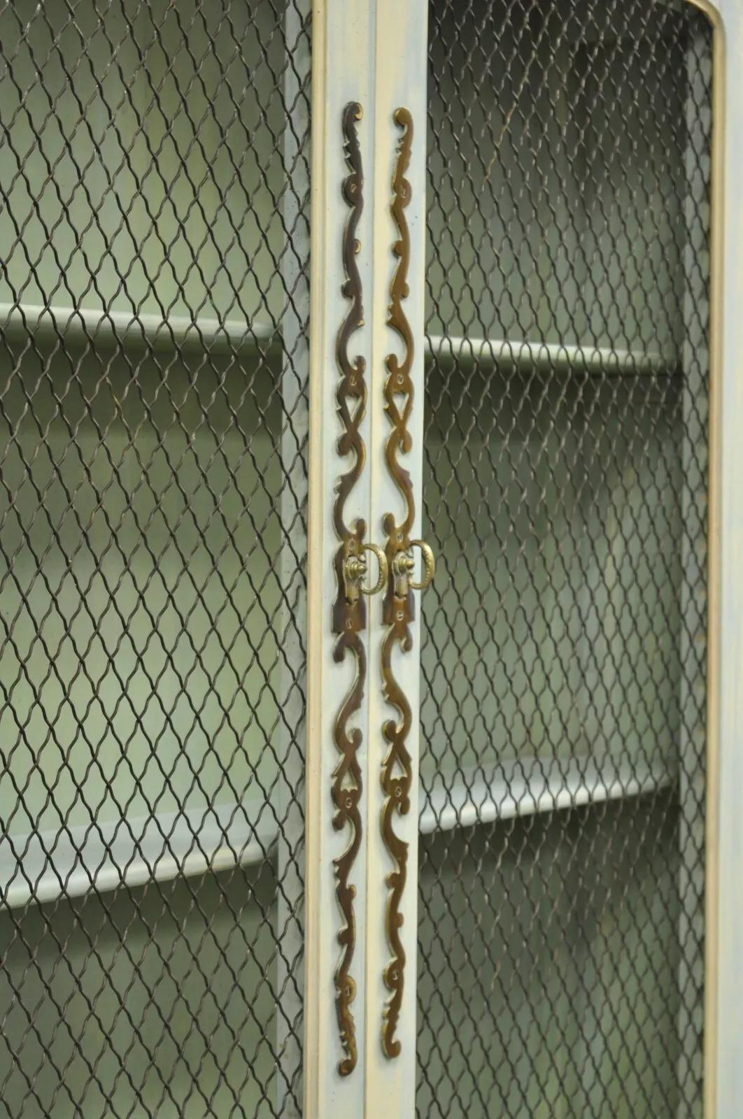 Vintage French Provincial Blue Painted Bookcase Tall Secretary Desk by Danby For Sale 2